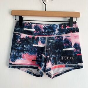 FLEO Workout Shorts 3in Inseam Blue Pink Black Stretch XS